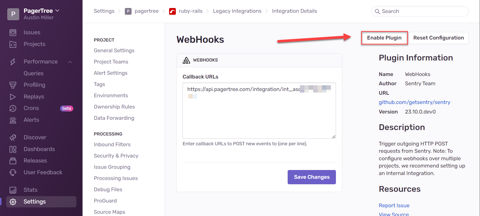 Sentry Enable Plugin